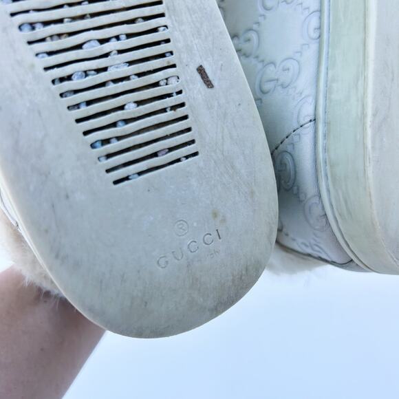 Gucci Authentic Rabbit Fur High Top Guccissima GG Sneakers Monogram 39 Grey 9 - Picture 13 of 15